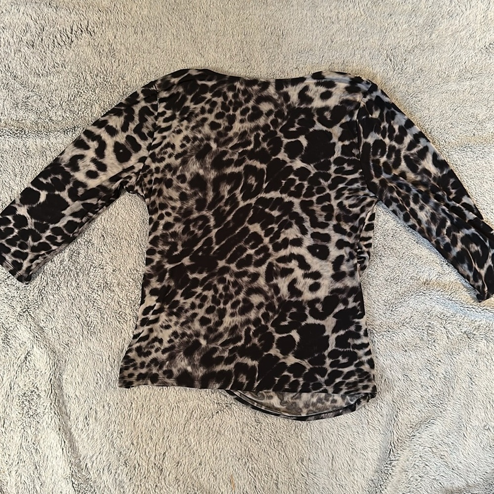 Leopard Print Faux Wrap Top - Picture 4 of 13